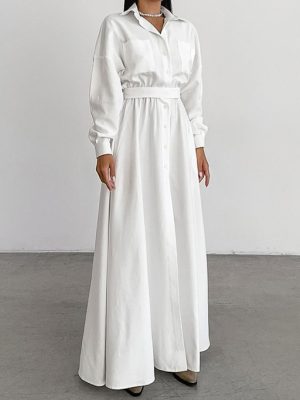 Winter Elegant Slim Fit Collared Dress Women