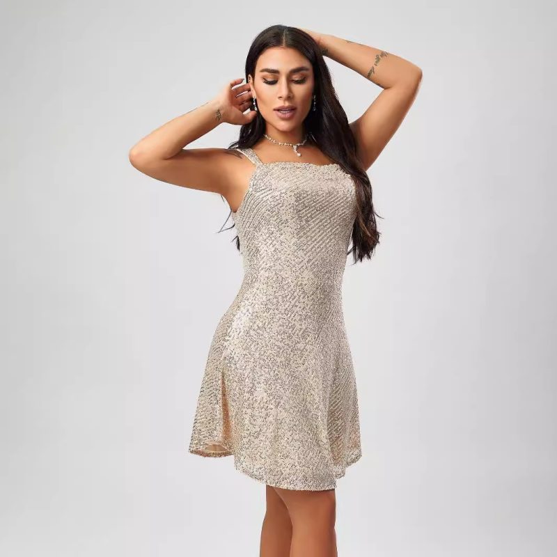 High Grade Luxury Sequin Mini Slip Dress - Image 3