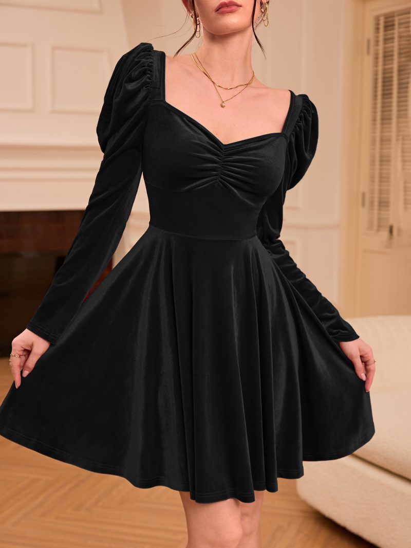 Elegant Korean Style Velvet Dress for Women - Image 4