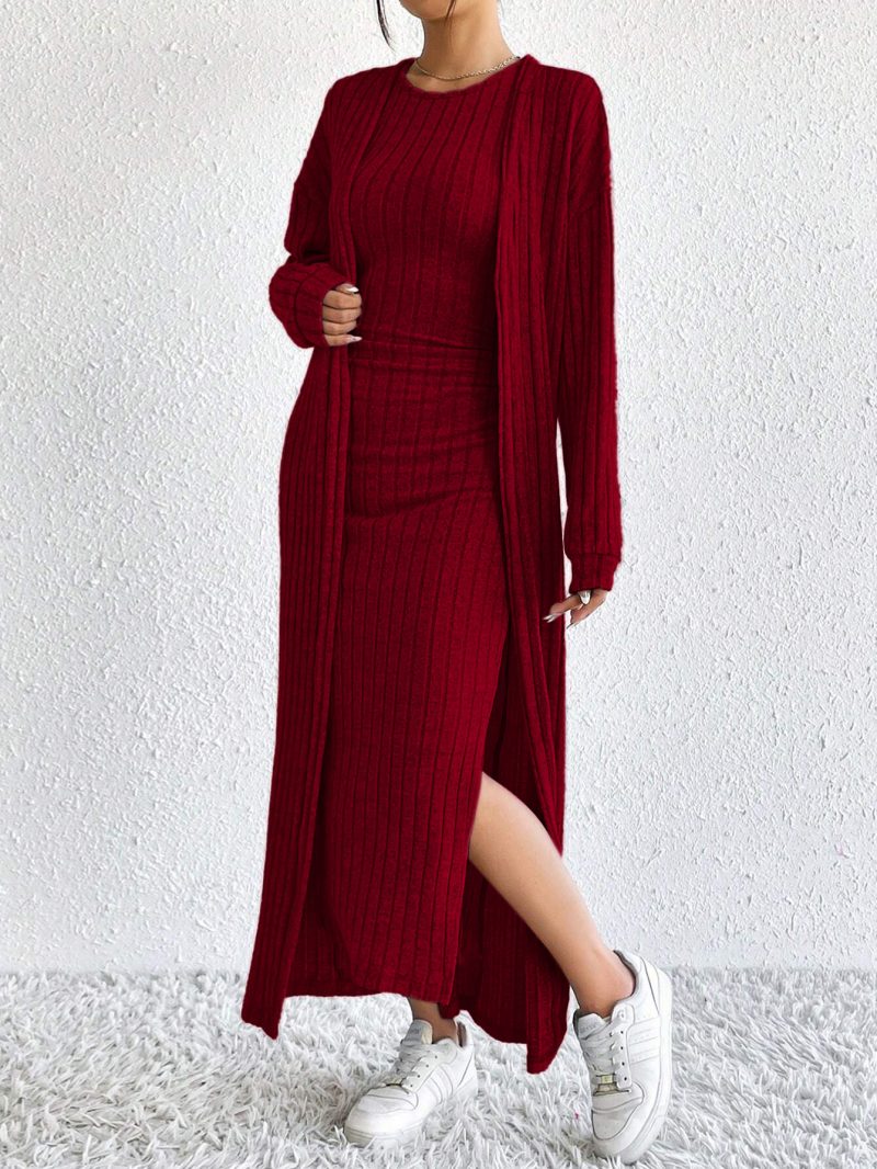 Simple Wind Two-Piece Autumn Winter Dress Coat - Image 2