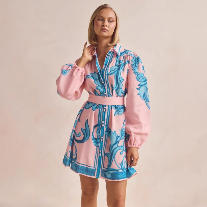 Vintage Style Printed Loose Summer Dress Women