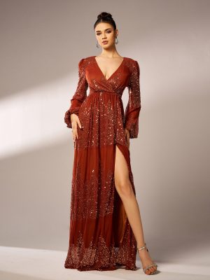 High-End Bridesmaid Dress with Sparkling Sequins