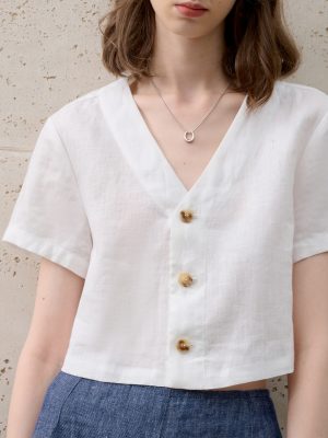 Breathable Pure Linen Short Sleeve Cardigan