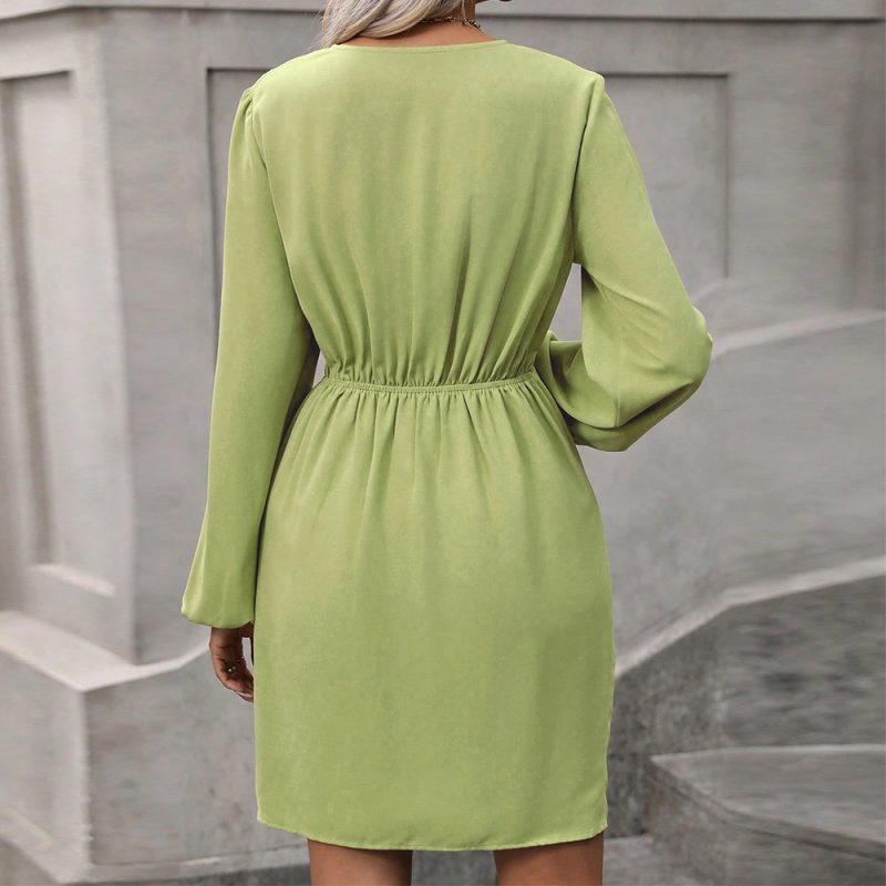 Irregular Hem Solid Color Winter Women’s Dress - Image 2