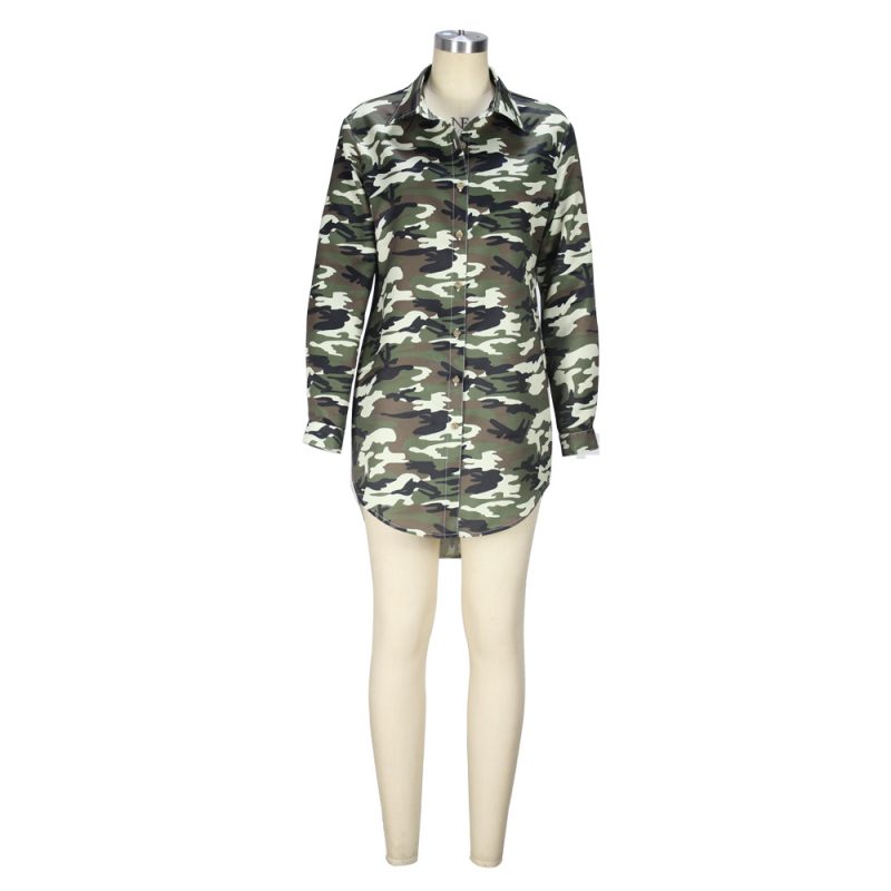 Trendy Mid Length Camouflage Cardigan Dress - Image 3