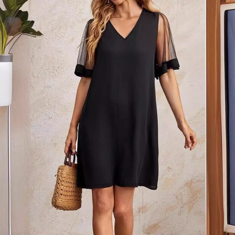 High Elastic Solid Color Spring Dress Women