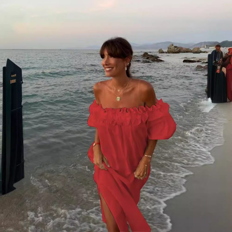 Sexy Off Shoulder Cotton Linen Holiday Dress