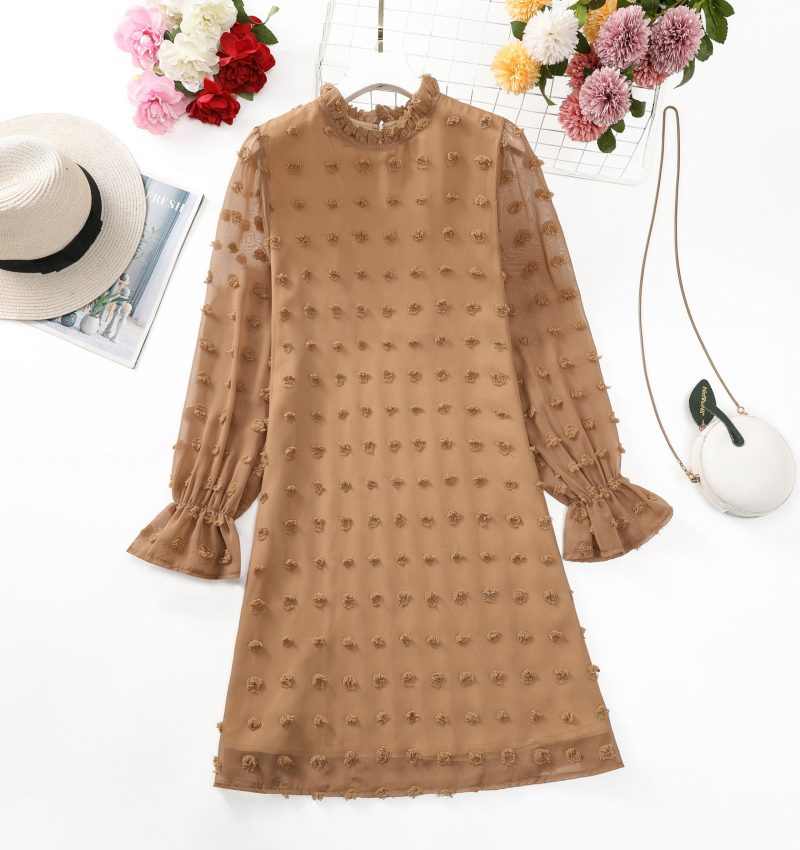 Chiffon Jacquard Bubble Sleeve Spring Dress - Image 4