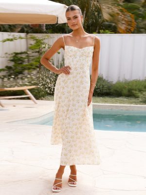 Floral Strap Backless Vacation Dress Women