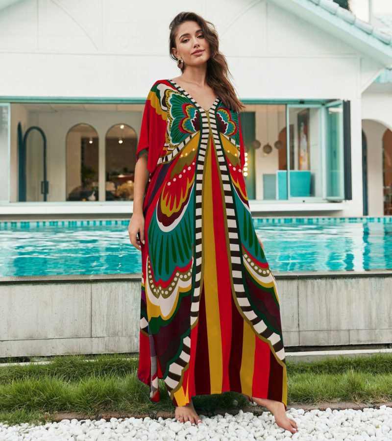Rayon Printed Loose Beach Cover-Up Robe - Image 3
