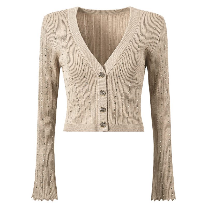 Rhinestone Knitted Wool Sling Dress for Women - Image 4