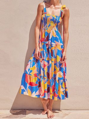 Bohemian Backless Smocked Slim Summer Dress