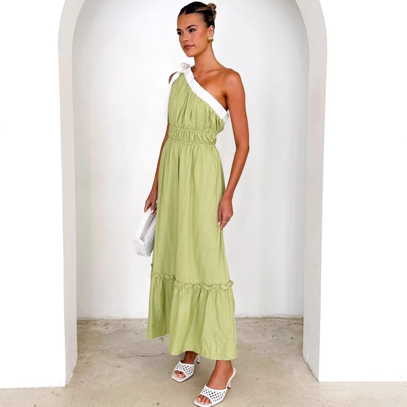 Casual Solid Color Lace-Up Summer Dress - Image 2