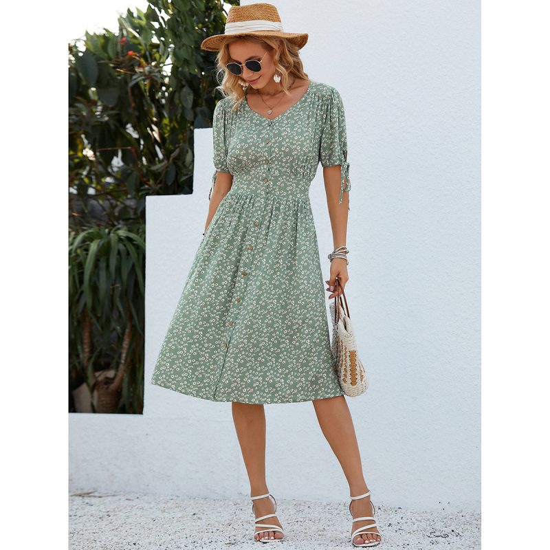 Women’s Single-Breasted Floral Summer Dress
