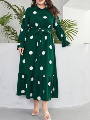 Graceful Plus Size Polka Dot Strap Dress