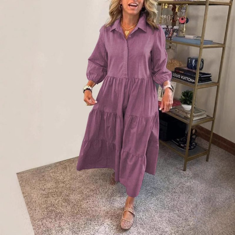 Women’s Polo Collar Shirt Dress for Winter - Image 3