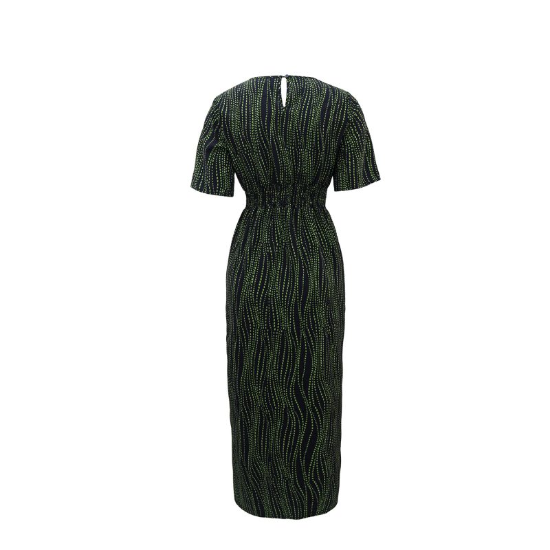 Vacation Printed Split Dress with Cinched Waist - Image 2
