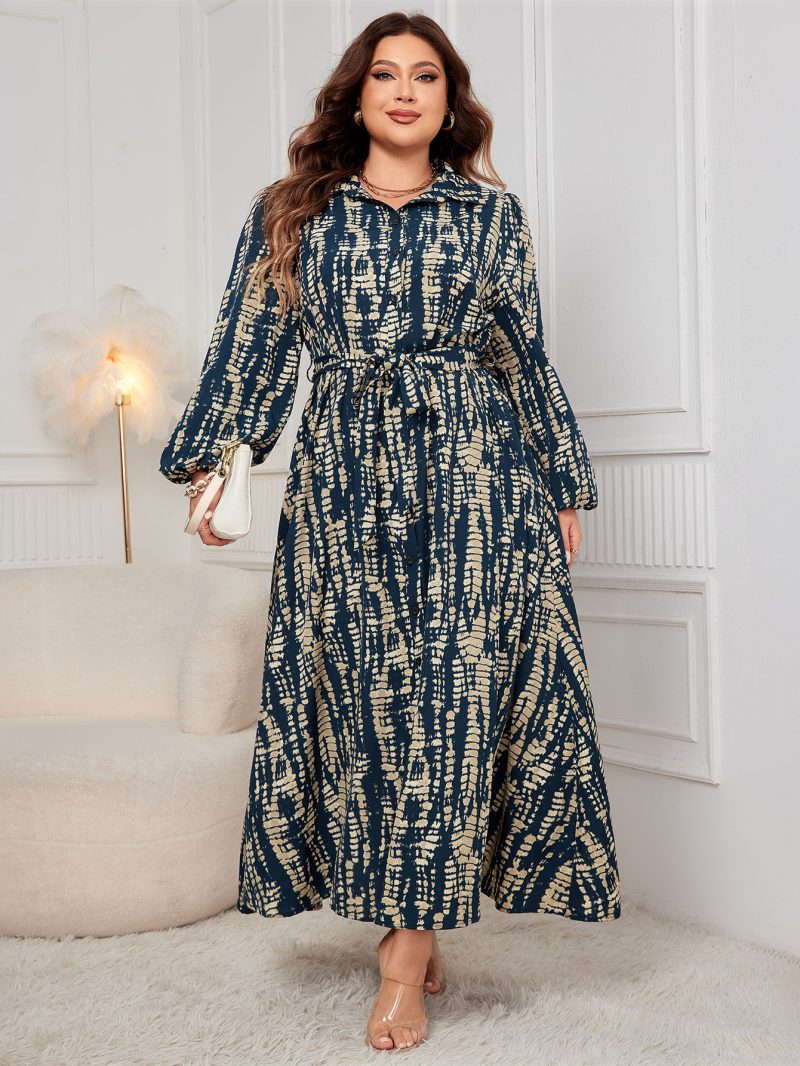 Waist-Controlled Long Sleeve Plus Size Dress - Image 3