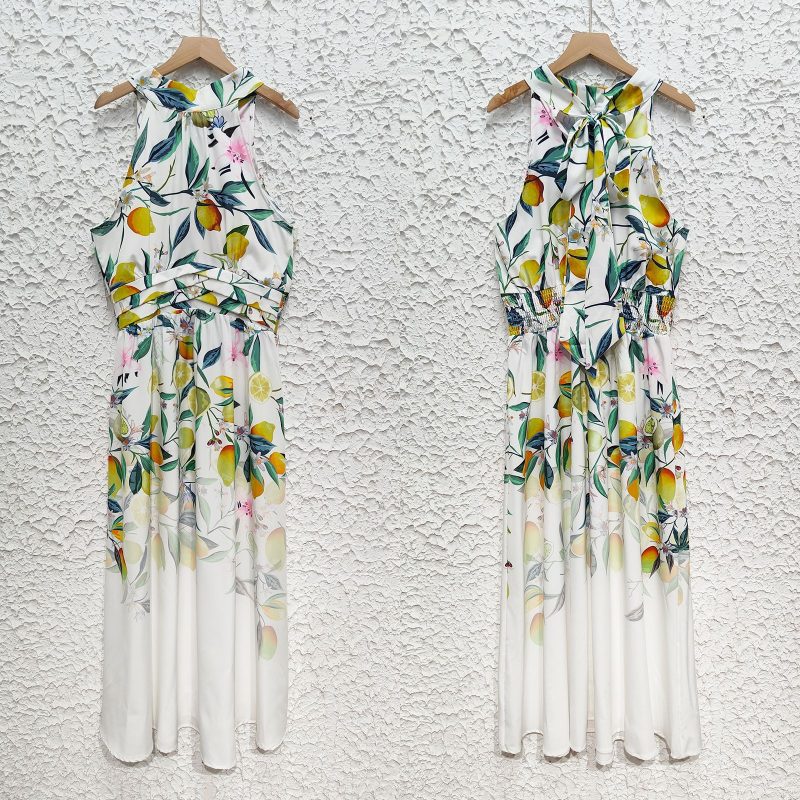 Elegant Bohemian Printed Halter Spring Dress - Image 4