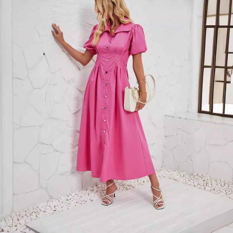 Women’s Summer Buttoned Slim Mid Length Dress