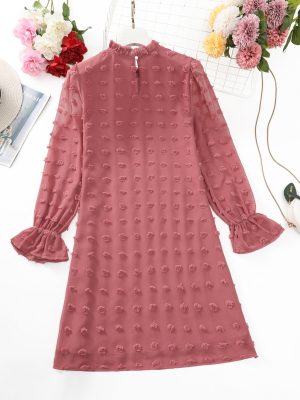 Chiffon Jacquard Bubble Sleeve Spring Dress