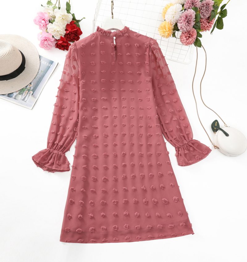 Chiffon Jacquard Bubble Sleeve Spring Dress