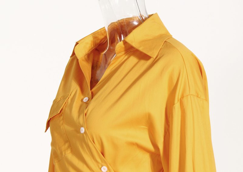 Women’s Mid Length Asymmetric Shirt Dress Spring - Image 2