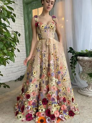 Floral Embroidered Sheath Dress with Dimension