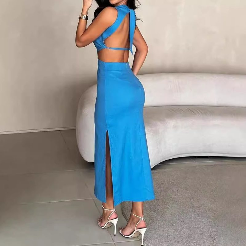 Elegant Sleeveless Cutout Tied Summer Dress Women - Image 4