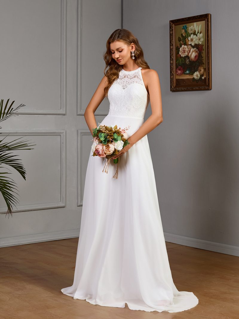 Spring Halter Solid Bridesmaid Wedding Guest Dress - Image 4
