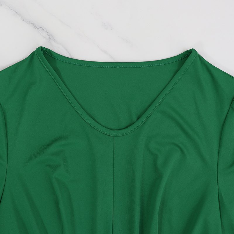 Elegant Slim Fit Green Tether Sleeve Dress - Image 3