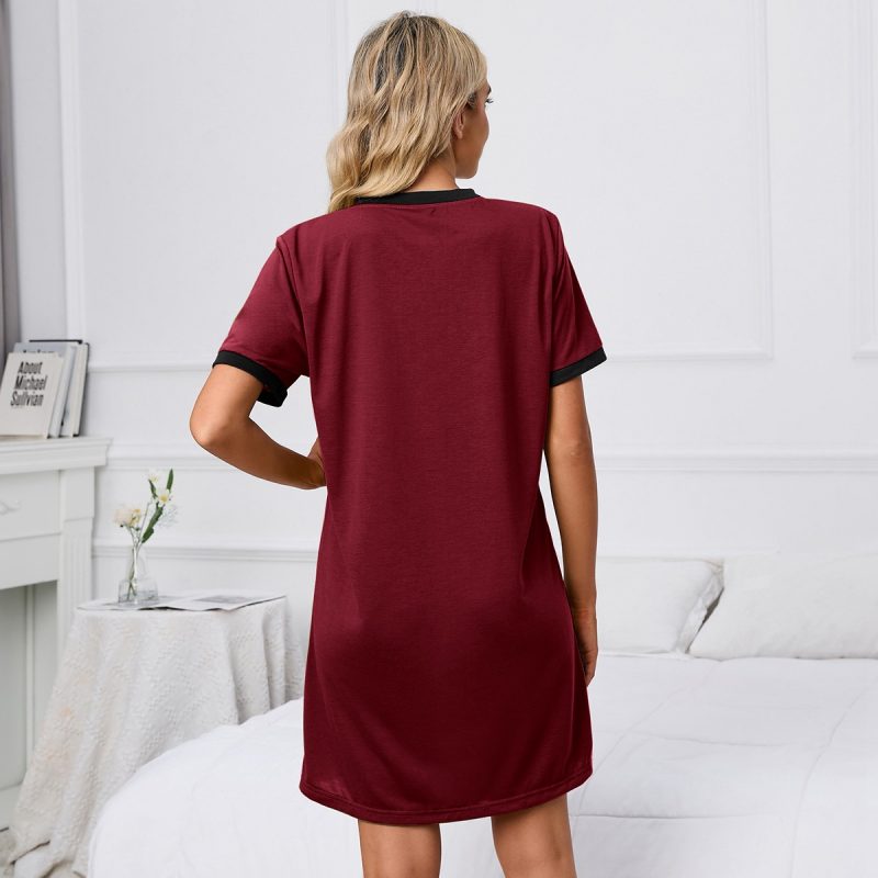 Cozy Loose Fit Round Neck Sleep Dress - Image 3