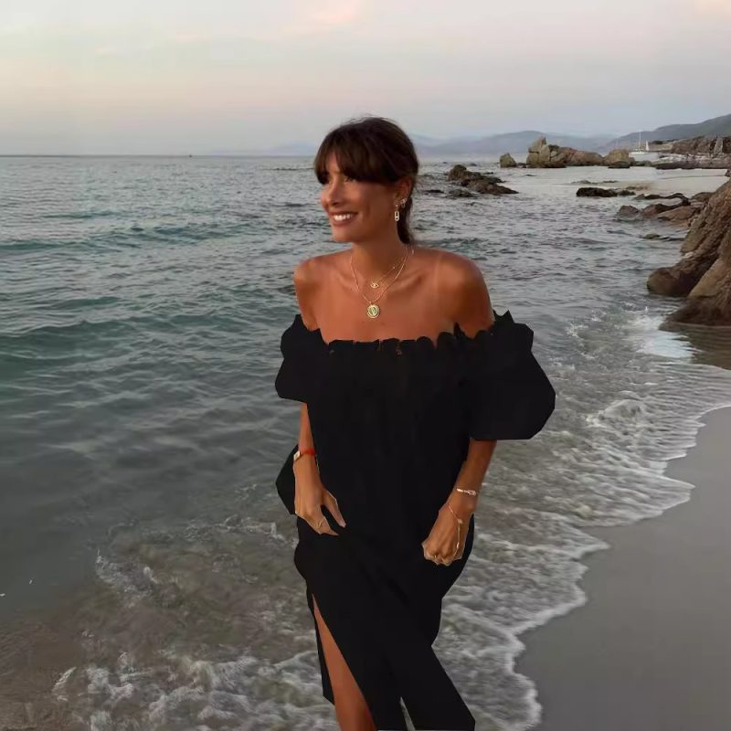 Sexy Off Shoulder Cotton Linen Holiday Dress - Image 2