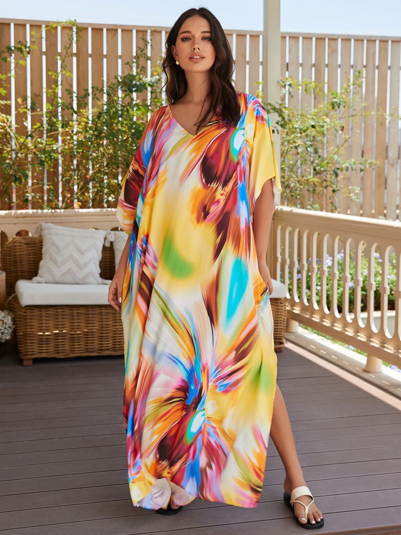 Rayon Printed Loose Beach Cover-Up Robe