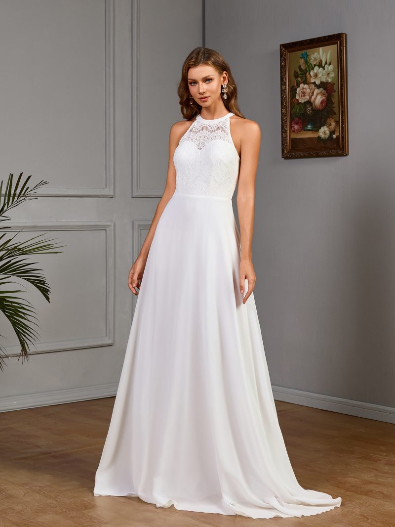 Spring Halter Solid Bridesmaid Wedding Guest Dress - Image 2