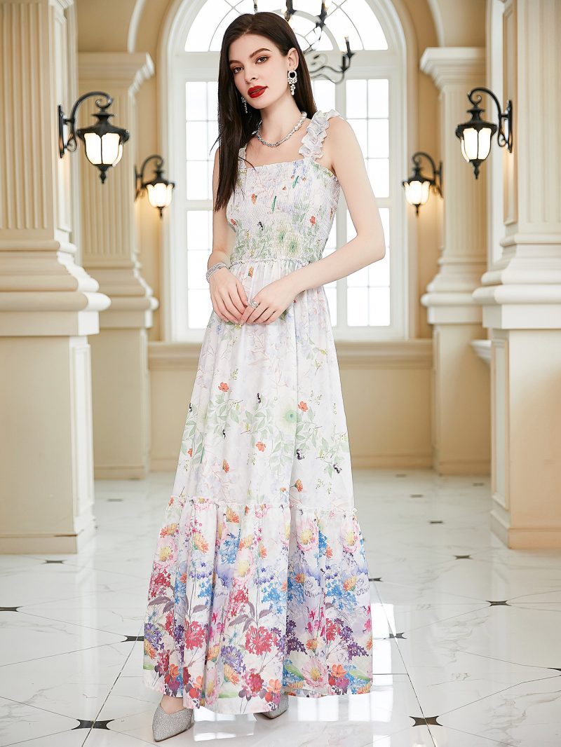 Floral Print Spaghetti Strap Summer Dress - Image 3