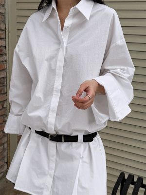 Spring Slimming Polo Collar Women's Shirt Dress