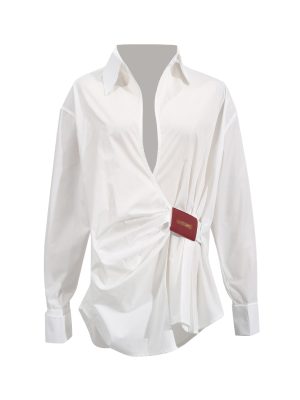 Pleated Design Long Sleeve Casual Shirt Women
