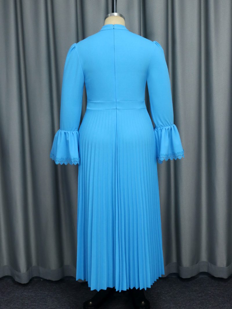 Elegant Solid Color Pleated Swing Party Dress - Image 3