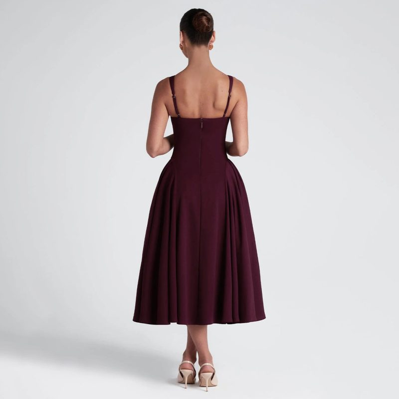 Retro Oversized Spring Dress with Square Neck - Image 4