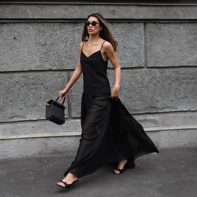 Elegant V Neck Slim Fit Evening Dress - Image 2