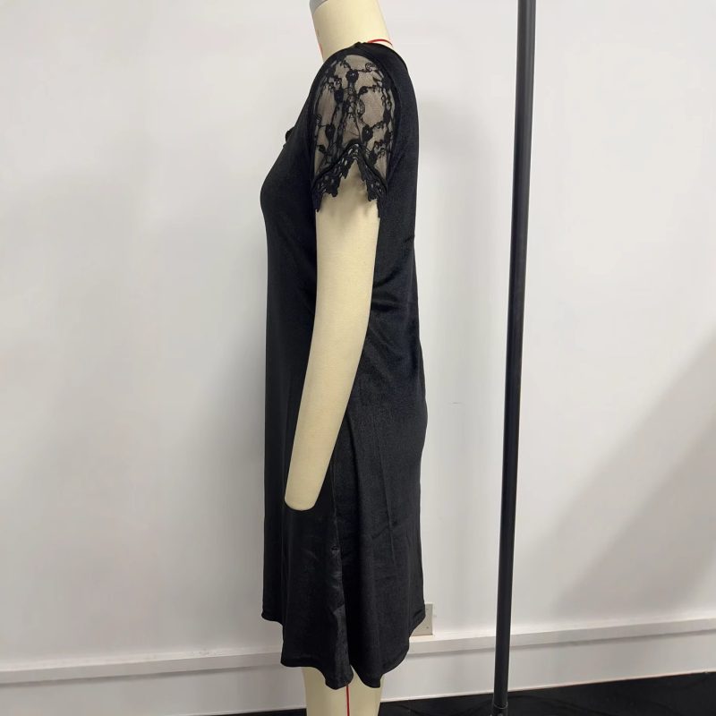 Winter Lace Short Sleeve Slim Fit Dress - Image 3