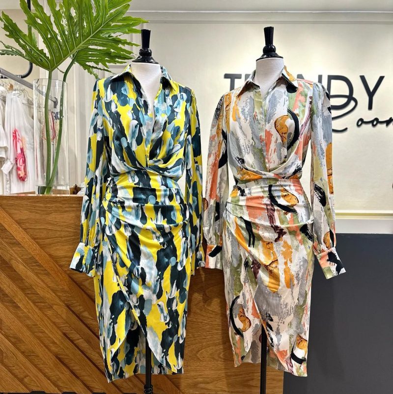 Asymmetric Long Sleeve Office Mid-Length Dress - Image 3