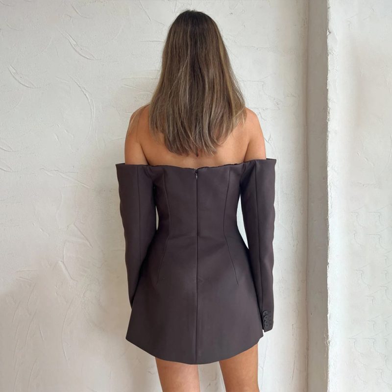 Backless Tube Top Long Sleeve Bodycon Dress - Image 2
