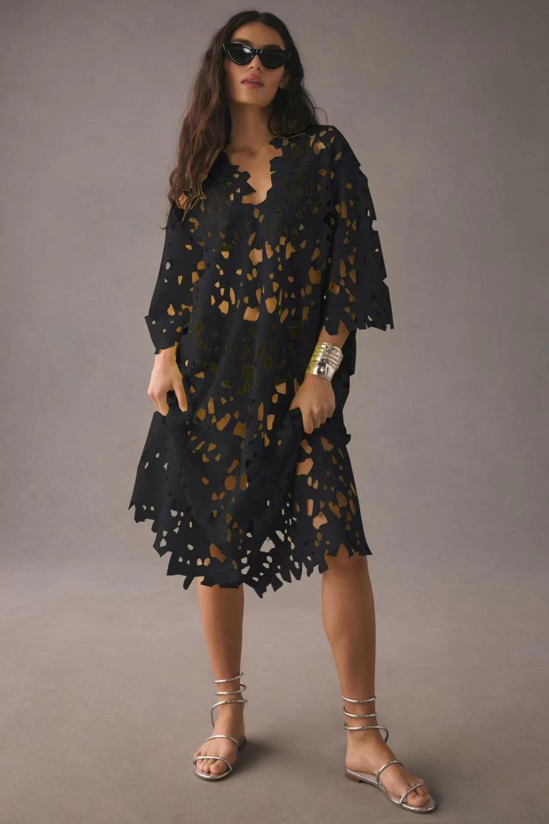 Lace Trim Loose Casual Beach Vacation Blouse - Image 3