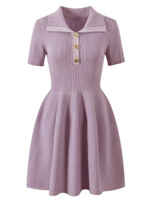 Summer Collared Knitted Slim Fit Short Dress