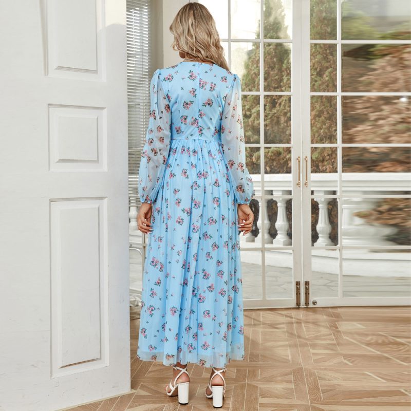 V Neck High Waist Elegant Fall Dress - Image 4