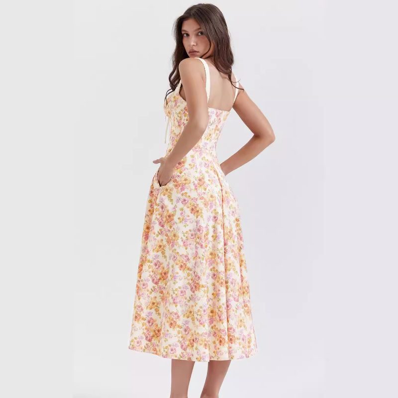 Chic Floral Backless Slit Cami Dress - Image 2