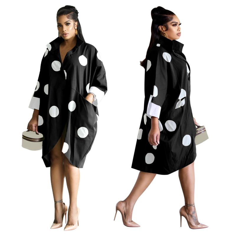 Casual Nine Quarter Sleeve Shirt Dress Women - Image 4