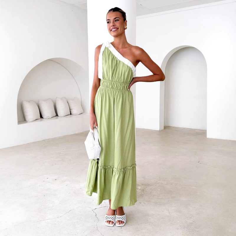 Casual Solid Color Lace-Up Summer Dress - Image 4